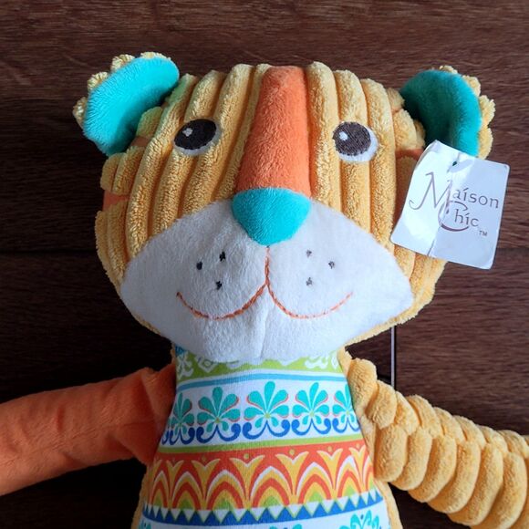 Maison Chic Plush Tiger Soft Corduroy Long Legged Lovey Stuffed Animal Toy 20" - Picture 6 of 10